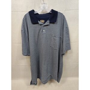 The Foundry Supply Co Mens 3XL Striped Polo Shirt Navy Grey Short Sleeve Pocket